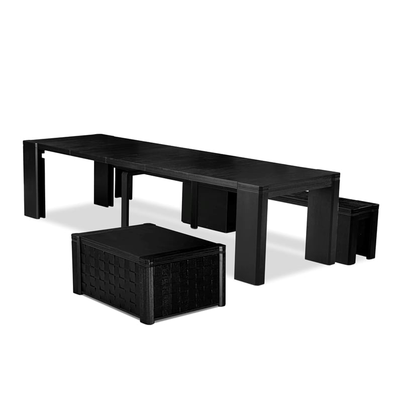East West Furniture Xtenczar 2-Piece Kitchen Table Set in Black Finish