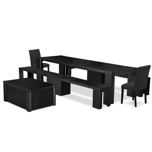 East West Furniture Xtenczar 6 -Piece Dining Room Table Set in Black Finish