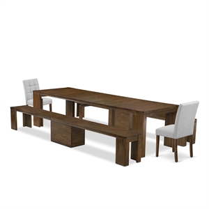 East West Furniture Xtenczar 5-Piece Extendable Dining Set in Walnut Finish