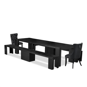 East West Furniture Xtenczar 5 -Piece Dining Room Table Set in Black Finish