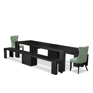 East West Furniture Xtenczar 5 -Piece Dining Room Table Set in Black Finish