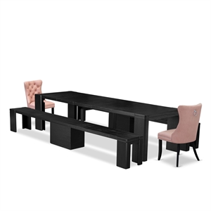 East West Furniture Xtenczar 5 -Piece Dining Room Table Set in Black Finish