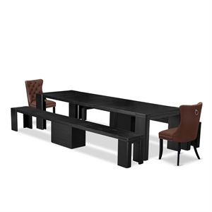 East West Furniture Xtenczar 5 -Piece Dining Room Table Set in Black Finish