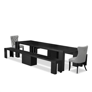 East West Furniture Xtenczar 5 -Piece Dining Room Table Set in Black Finish