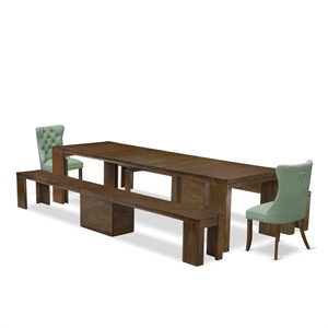East West Furniture Xtenczar 5-Piece Extendable Dining Set in Walnut Finish