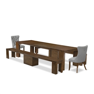 East West Furniture Xtenczar 5-Piece Extendable Dining Set in Walnut Finish
