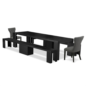 East West Furniture Xtenczar 5 -Piece Dining Room Table Set in Black Finish