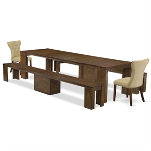 East West Furniture Xtenczar 5-Piece Extendable Dining Set in Walnut Finish