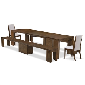 East West Furniture Xtenczar 5-Piece Extendable Dining Set in Walnut Finish