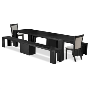 East West Furniture Xtenczar 5 -Piece Dining Room Table Set in Black Finish