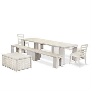East West Furniture Xtenczar 6-Piece Extendable Dining Set in White Finish