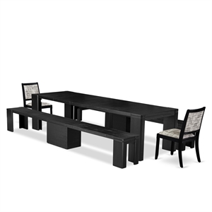 East West Furniture Xtenczar 5 -Piece Dining Room Table Set in Black Finish