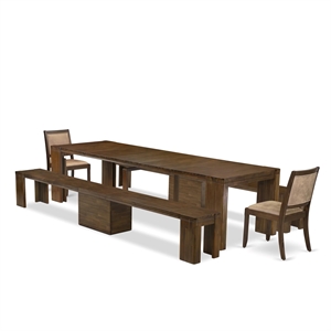 East West Furniture Xtenczar 5-Piece Extendable Dining Set in Walnut Finish