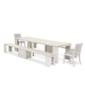East West Furniture Xtenczar 5-Piece Extendable Dining Set in White Finish