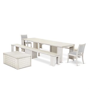 East West Furniture Xtenczar 6-Piece Extendable Dining Set in White Finish