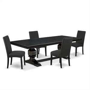 East West Furniture Northcliffe 5-Piece Dining Room Set in Black Finish