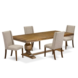 East West Furniture Northcliffe 5-Piece Kitchen Dining Set in Walnut Finish