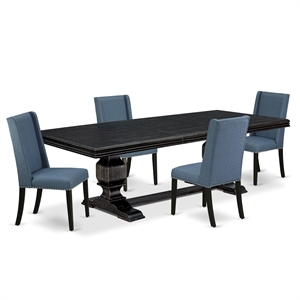 East West Furniture Northcliffe 5-Piece Dining Set in Black Finish