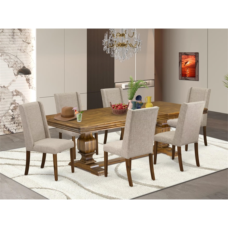 East West Furniture Northcliffe 7-Piece Kitchen Table Set in Walnut Finish