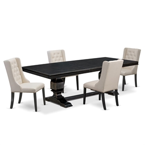 East West Furniture Northcliffe 5-Piece Kitchen Dining Set in Black Finish