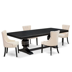 East West Furniture Northcliffe 5-Piece Kitchen Dining Set in Black Finish