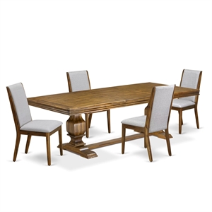 East West Furniture Northcliffe 5-Piece Extendable Dining Table Set in Walnut