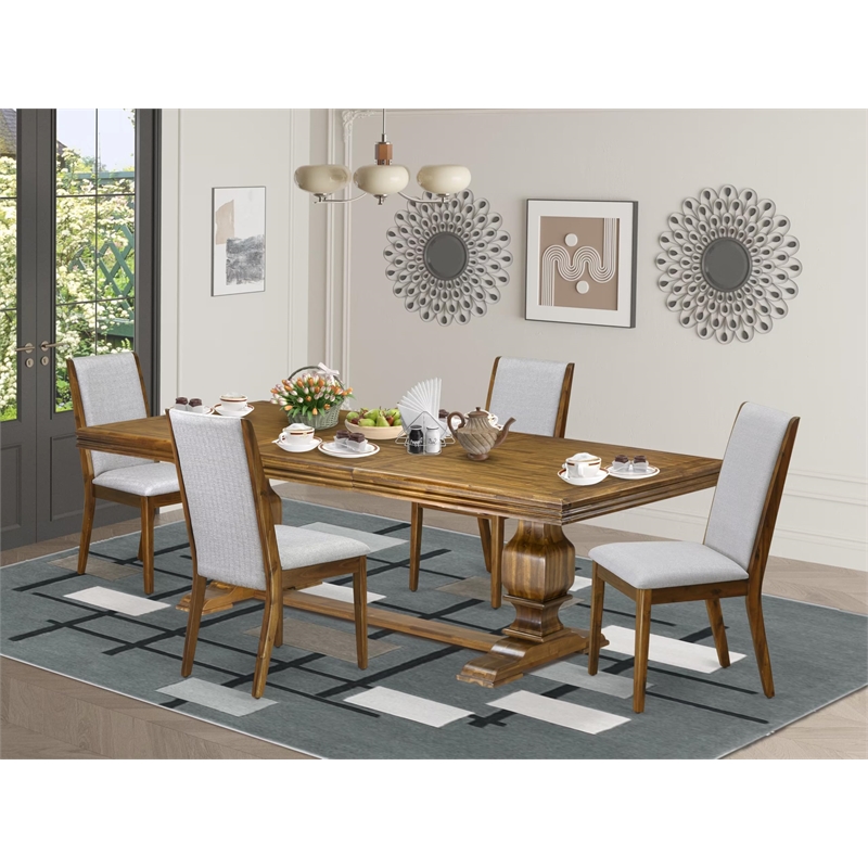 East West Furniture Northcliffe 5-Piece Extendable Dining Table Set in Walnut