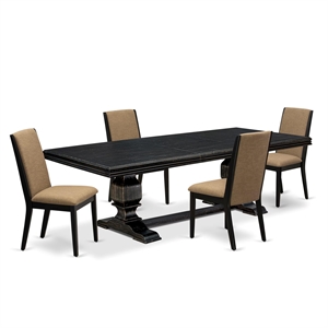 East West Furniture Northcliffe 5 Pieces Dining Room Set in Black Finish