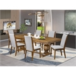 East West Furniture Northcliffe 7-Piece Extendable Dining Table Set in Walnut