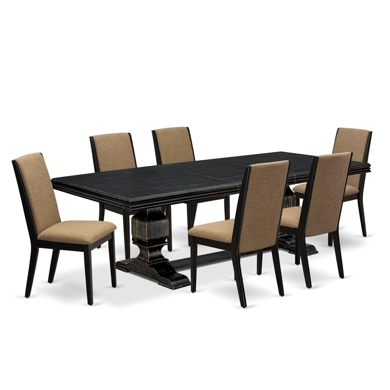 East West Furniture Northcliffe 7 Pieces Kitchen Table Set in Black Finish