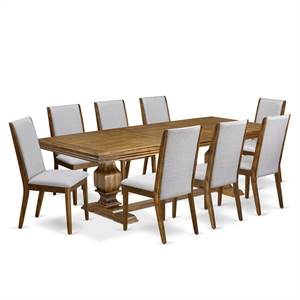 East West Furniture Northcliffe 9-Pc Extendable Kitchen Table Set in Walnut