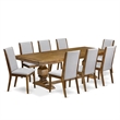 East West Furniture Northcliffe 9-Pc Extendable Kitchen Table Set in Walnut