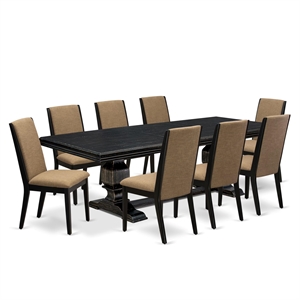 East West Furniture Northcliffe 9 Pieces Dining Set in Black Finish