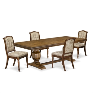 East West Furniture Northcliffe 5-Piece Extendable Dining Room Set in Walnut