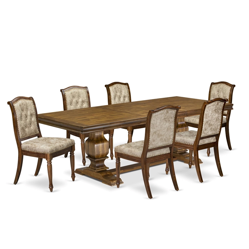 East West Furniture Northcliffe 7-Pc Extendable Modern DiningTable Set in Walnut