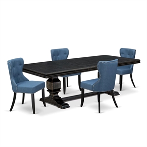 East West Furniture Northcliffe 5-Piece Dining Room Table Set in Black Finish