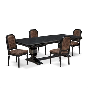 East West Furniture Northcliffe 5-Piece Kitchen Dining Set in Black Finish
