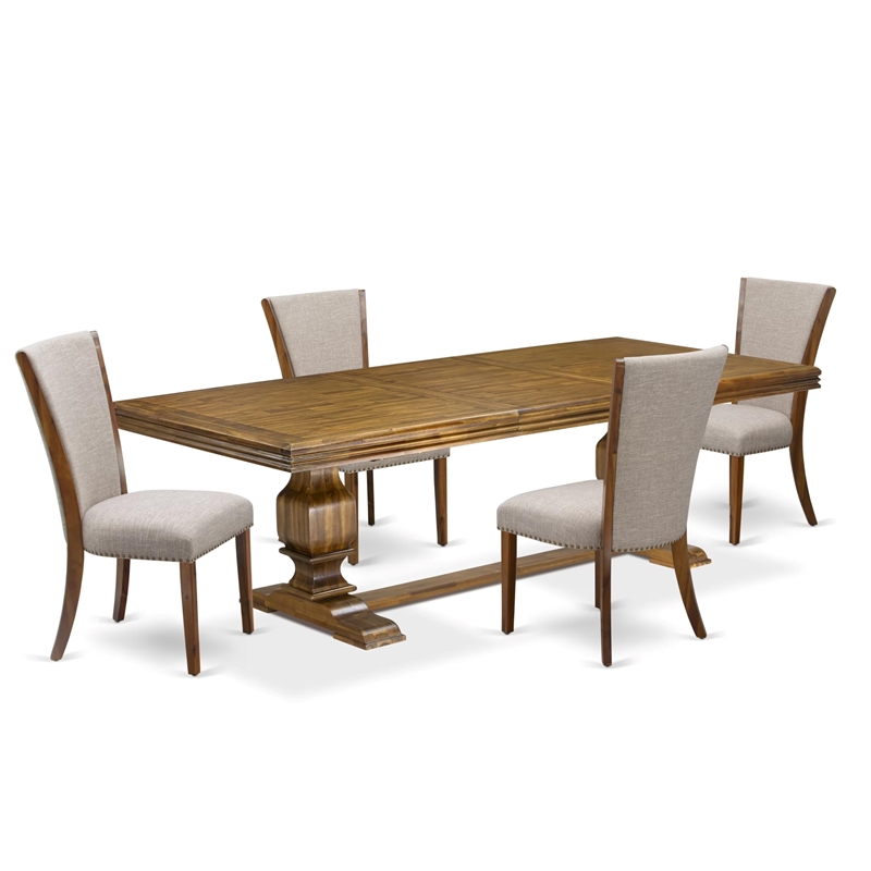 East West Furniture Northcliffe 5-Piece Kitchen Dining Set in Walnut Finish