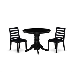 East West Furniture Shelton 3-Piece Kitchen Dining Set in Black Finish