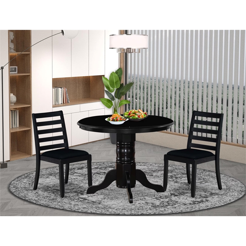 East West Furniture Shelton 3-Piece Kitchen Dining Set in Black Finish