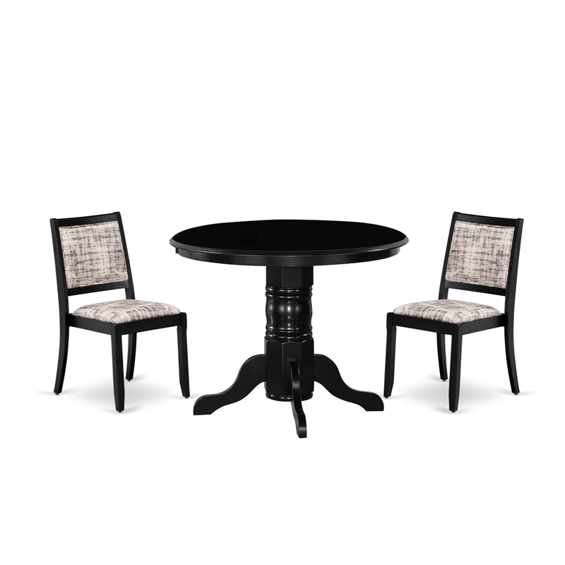 East West Furniture Shelton 3-Piece Dining Set in Black Finish