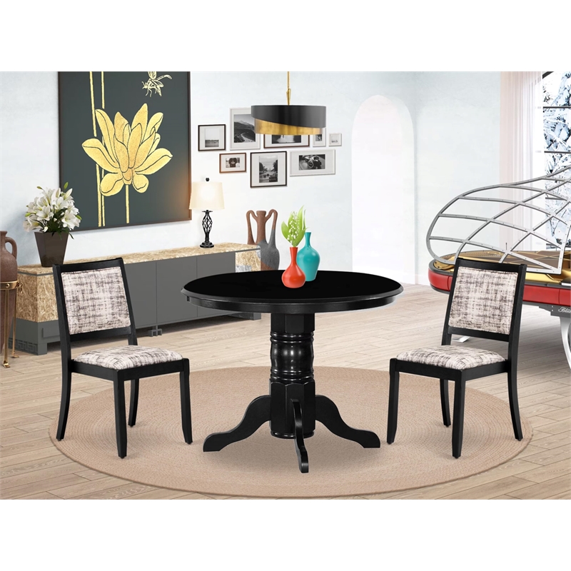 East West Furniture Shelton 3-Piece Dining Set in Black Finish