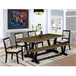 East West Furniture V-Style 6-Pc Kitchen Dining Table Set in Distressed Jacobean
