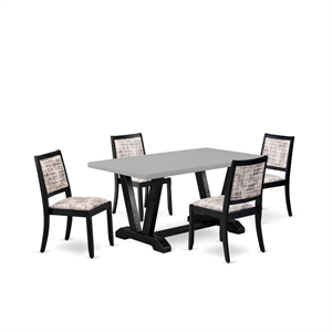 East West Furniture V-Style 5-Piece Kitchen Dining Set in Cement Finish