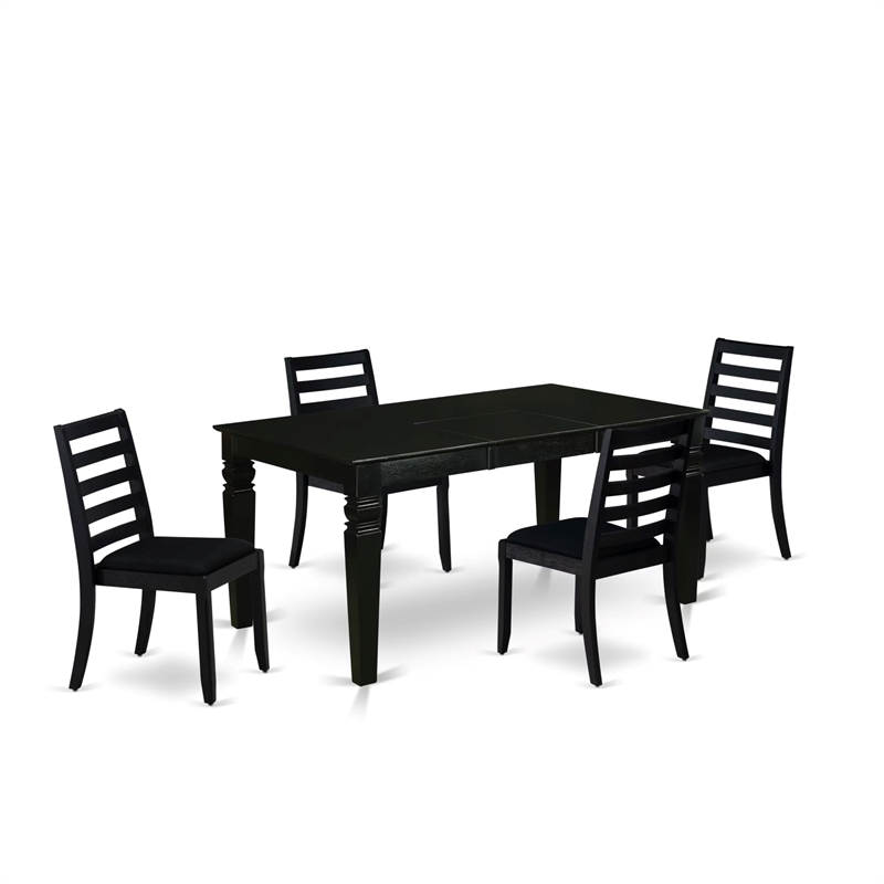 East West Furniture Weston 5-Piece Kitchen Dining Set in Black Finish