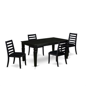 East West Furniture Weston 5-Piece Kitchen Dining Set in Black Finish