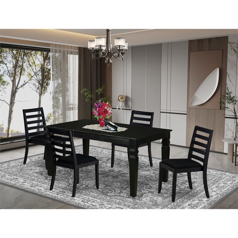 East West Furniture Weston 5-Piece Kitchen Dining Set in Black Finish