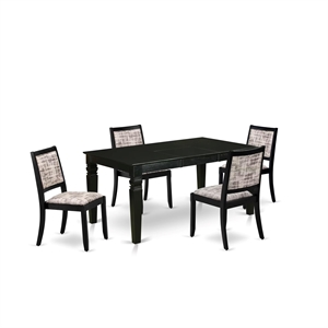 East West Furniture Weston 5-Piece Kitchen Dining Set in Black Finish