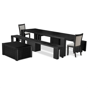 East West Furniture Xtenczar 6 -Piece Dining Room Table Set in Black Finish