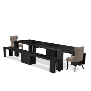 East West Furniture Xtenczar 5 -Piece Dining Room Table Set in Black Finish
